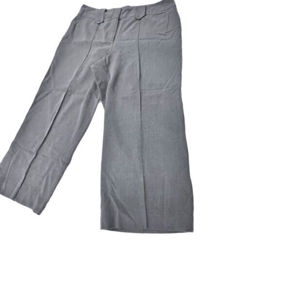 Larry Levine Cropped Dress Pants Women Size 8 Grey Pleated Stretch Rayon Trouser - Picture 2 of 10